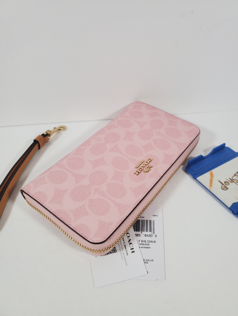 NWT Limited Coach Long Zip Around Wallet Powder Pink Signature Canvas